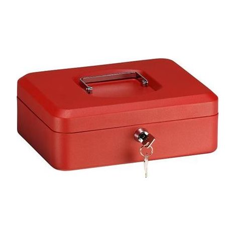 ARREGUI Elegant Cassetta di sicurezza con chiave per contare e trasportare denaro, Cassetta Portavalori in acciaio con vassoio Portamonete, Cassaforte portatile de 25 cm di larghezza Rossa C9234