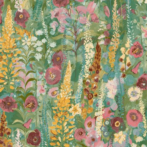 Vliestapete - Inia - Grün Braun Beige Blumen Floral Grandeco - A74601 (1/4)