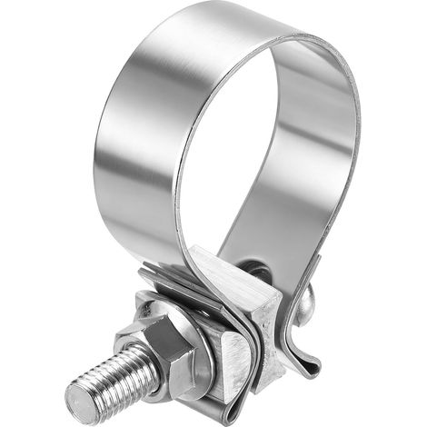 Collier D'Echappement En Acier Inoxydable 410 1.97" Joint Bout A Bout Bande Etroite Joint D'Echappement Collier D'Echappement A Bande Etroite Pour Pot D'Echappement, Argent (1/5)