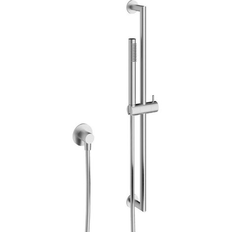 Crosswater 3ONE6 Ensemble de douche - barre curseur - douchette stick - flexible lisse - coude mural - Inox