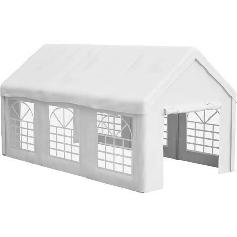 Tienda de campaña exterior, tejido impermeable, estructura resistente, blanca. (1/2)