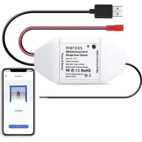 Ouvre-Porte de Garage Connecté WiFi Universel avec Télécommande Notification Commande Vocale Ouverture/Fermeture Automatique et Minuterie