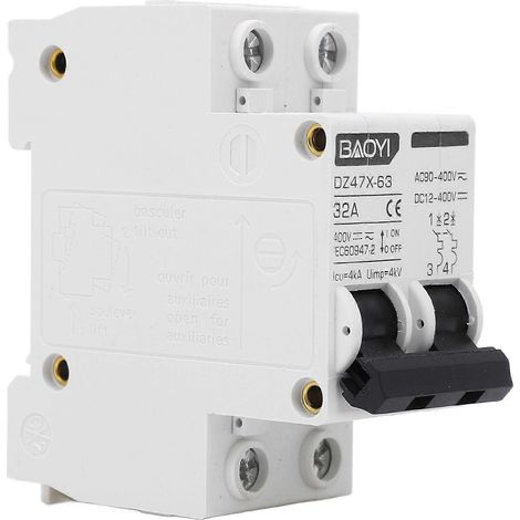 2-poliger Miniatur-Leistungsschalter zur DIN-Schienenmontage für Solaranlagen DC12–400 V AC90–400 V 3