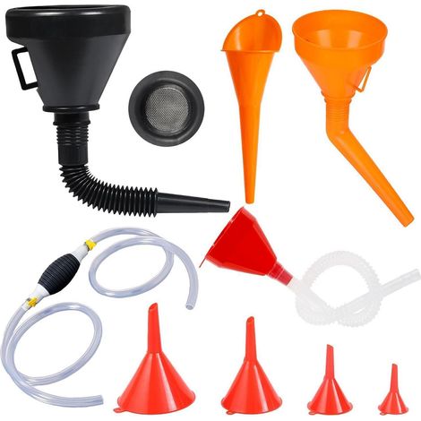 Lot de 10 entonnoirs pour vidange et remplissage, avec tuyau et filtre (1/5)