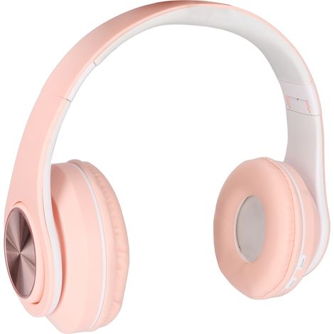 Faltbarer, ohrumschließender, kabelloser Bluetooth-Kopfhörer mit Geräuschunterdrückung und farbigen Lichtern, pinkfarben, für Handys und Laptops (1/5)