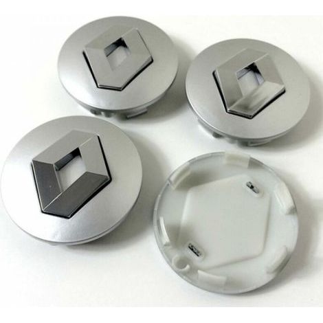 Cache-moyeux Renault argent 57 mm, lot de 4, taille unique (1/3)