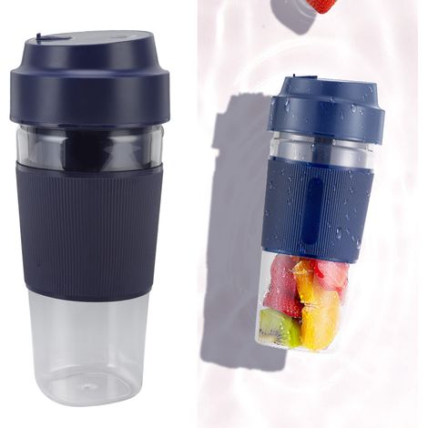 Mini-Entsafter, kleiner Slow-Extraktor für den Hausgebrauch, tragbarer Entsafter, USB-wiederaufladbarer Saftbecher, Sonderangebot, blaues Vier-Klingen-Modell. (1/5)