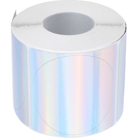 1 rouleau de 400 étiquettes holographiques rondes de 5 cm (2 pouces) pour imprimante, autocollantes, papier thermique direct pour loisirs créatifs et décorations (1/5)