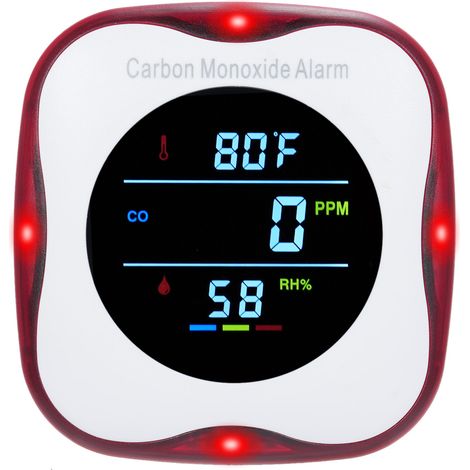 Rilevatori di monossido di carbonio 3 in 1 da parete, rilevatori di CO, umidità e temperatura, con schermo LCD e indicatore di livello di allarme acustico e visivo per casa, hotel, camper e campeggio. (1/5)