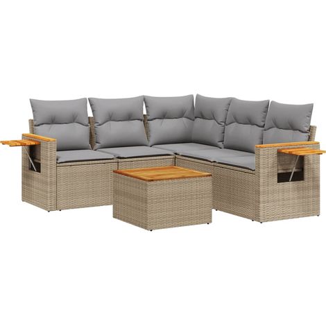 Maison Exclusive - 6-tlg. Garten-Sofagarnitur mit Kissen Beige Po