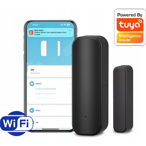 Sensore di apertura/chiusura porta/finestra TUYA WiFi nero (1/5)