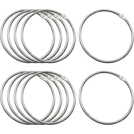 Lot de 10 Anneaux de Reliure,Grand Anneau en Métal Polyvalent,Anneau de Classeur,80 mm Anneaux Rideau à Ouvrir pour Rideau de Douche Porte-clés T-Shirt Sac Scrapbooking DIY (1/5)
