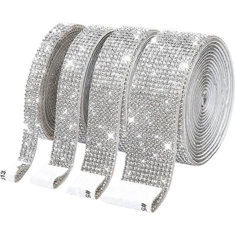 4 rouleaux ruban adhésif diamant, largeurs variées 0,9 cm à 2,2 cm, strass scintillants, pour décoration DIY, mariage, objets personnels (1/5)