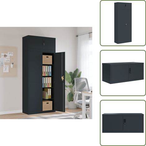 The Living Store Aktenschrank Anthrazit 90x40x220 cm Stahl - Aktenschrank Stahl (1/5)