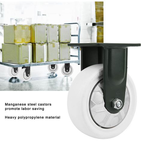 Roulettes fixes renforcées 12,7 cm en polypropylène PP anti-enroulement à plat (1/5)