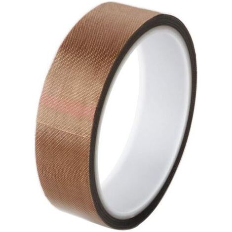 FENOPLASTICAHaute Température Ruban, Ruban Adhésif de PTFE, Bande de Téflon, Ruban Adhésif de Tissu de Verre Enduit PTFE, 25mm x 10m (1/5)