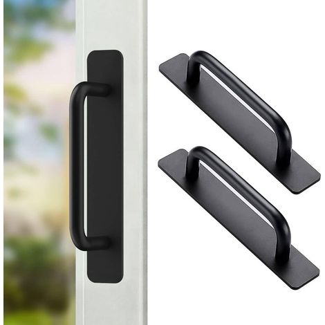 2 Pièces Poignée de Meuble Autocollante, Poignées Autocollantes en Aluminium, Poignées de Porte Coulissante, Poignées Tiroir pour Meuble Cuisine Armoire Chambre à Coucher, 147mm (Noir) (1/5)