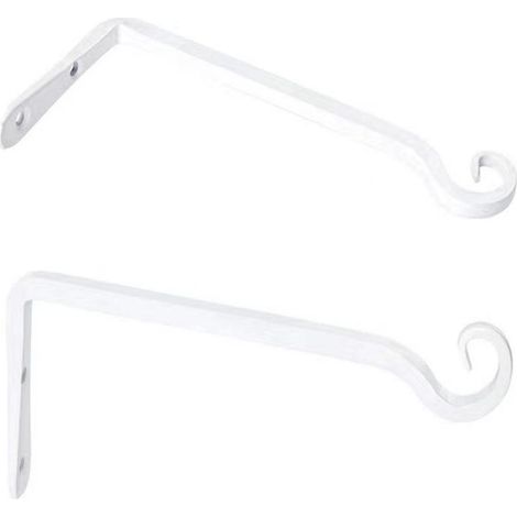 Lot de 2 Crochets- Blanc de Suspension Muraux Décoration Fer Forgé pour Jardin avec Vis pour Plantes Mangeoires à Oiseaux Lanternes (1/5)