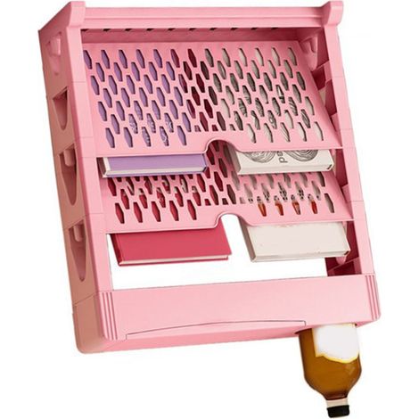 Étagère multifonctionnelle, style simple, grande capacité, une seule rangée, gain de place, étagère de rangement à plusieurs niveaux, double étagère rose (1/5)