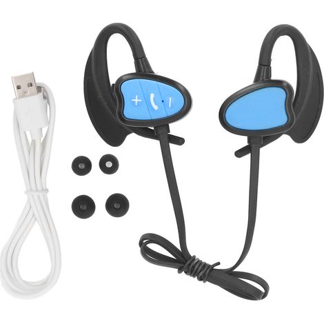 Casque sans fil Bluetooth 5.4 avec réduction de bruit sous-marine, étanchéité IPX8 et mémoire de 32 Go pour la plongée, la course à pied et le surf - Bleu (1/5)