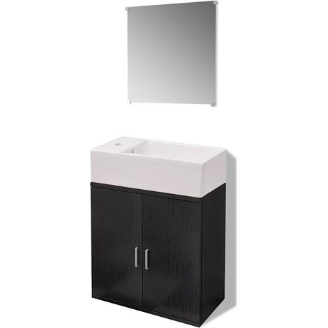 Maison Exclusive - 3-tlg. Badmöbel-Set mit Waschbecken Schwarz