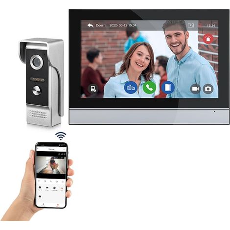 10 '' LCD Système d'Interphone Vidéo Filaire Moniteur Intérieur Couleur écran Tactile Affichage Visiophone, 1080P HD Caméra Extérieure IR Vision Nocturne, Détection de Mouvement PIR (1/5)
