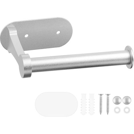 Support Papier Toilette Mural, Support Toilette sans Perçage, Porte Papier Toilette Auto-adhésif, Space Aluminium, 2 Types d'installation, pour Salle de Bain et Cuisine (1/5)
