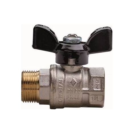VALVOLA A SFERA A PASSAGGIO TOTALE FILETTATURA MF CON FARFALLA Misura: 3/4"  DN 20  PN 40