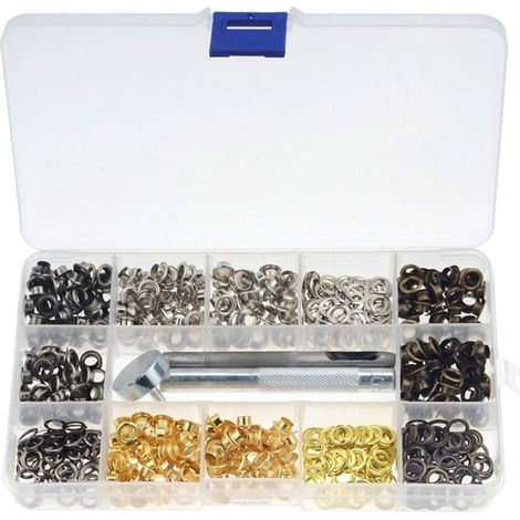 Grommet Lot de 400 œillets en métal avec boîte de rangement, pour remplacement d'accessoires (1/4)