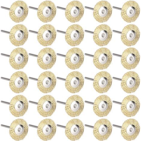 (Fil de Laiton)30 pièces Roue de Brosse en Fil d'acier Mini Brosse métallique Roue Tasse brosses de Roue de Polissage pour Polissage Nettoyage Rouille Corrosion Peinture