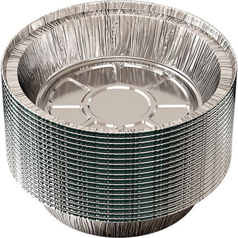 Plaques de cuisson rondes en aluminium (20 cm de diamètre), jetables, compatibles avec le congélateur et le four, pour la cuisson, la conservation, le rôtissage et le réchauffage, 100 pièces par paque (1/4)