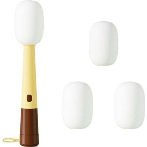 Brosse de nettoyage multifonction 3 en 1, 3 têtes de rechange et 1 brosse multifonction, outils de nettoyage pour tasses et joints, brosse de nettoyage pour bouteilles d'eau (jaune/marron)