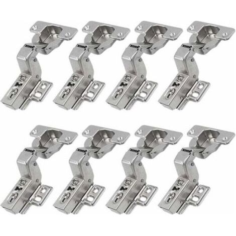 110 Degré Rentrant Charnières 35mm sans Amortissement pour Porte de Placard Cuisine Charniere pour Meuble Armoires Ferrage Rentrant Applique-8pcs - Argent (1/5)