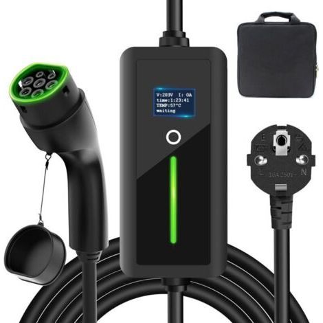 Type 2 Mobile Charger, 3.5 kW Portable Charging Cable with EU Schuko Plug, IP67 Waterproof, 7.5 Meters, 16A Type 2 Charging Cable, IEC 62196-2 (1/4)