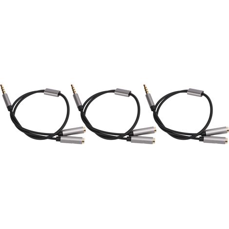 Câble séparateur casque 3,5 mm argenté, 3 pièces, adaptateur double jack pour PC portable, répartiteur micro et écouteurs, connecteur audio stéréo (1/5)