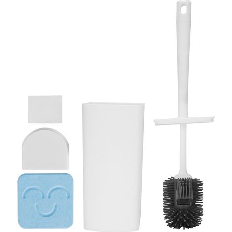 Spazzola WC con Supporto – Testa a U per Pulizia Bordi, Lunghezza 39,5 cm – Setole TPR Antigraffio, Plastica Robusta – Design Moderno e Igenico – Ideale per Bagno (1/5)