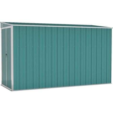 Caseta de jardín, caseta tipo cabina, caseta de almacenamiento para casa, caseta para exteriores, herramientas, resistente, montaje en pared, 118 x 288 x 178 cm, acero galvanizado, verde 020022339