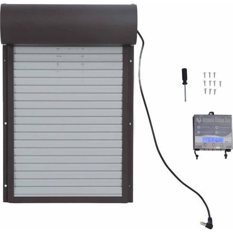 Automatic Chicken Coop Door Metal with Battery Powered Timer for Brown Farm Poultry Habitat Supplies (1/5)
