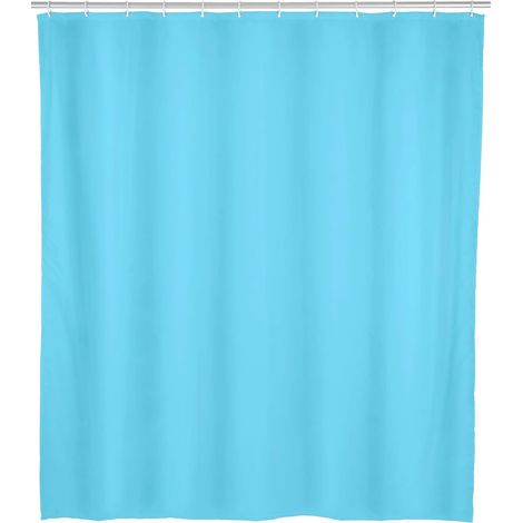 Rideau de douche Zen bleu - hydrofuge, entretien facile, Polyéthylène, 120 x 200 cm, Bleu (1/5)