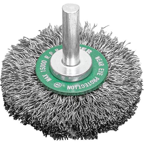 STIER Rundbürste Scheibenbürste, 26 mm, für Bohrmaschine Geradschleifer, 6 mm Schaft, Drahtstärke 0,3 mm, gewellt, Edelstahl, Scheibenbürste, Drahtrundbürste (1/5)