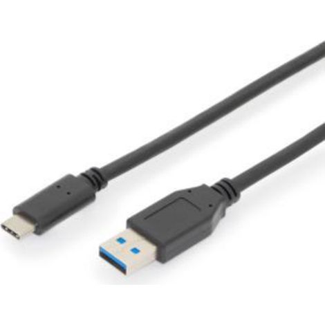 Digitus USB-Kabel USB 3.2 Gen1 USB-C® Stecker, USB-A Stecker 1.00 m Schwarz doppelt geschirmt AK-30 (1/3)