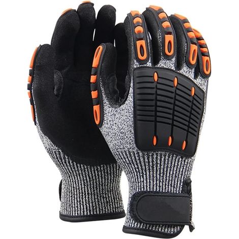 Gants résistants aux coupures, 1 paire de gants de travail de protection anti-vibration résistants aux coupures for mécaniciens for l'industrie de la construction résistante à l'huile s'appliquent à l (1/5)