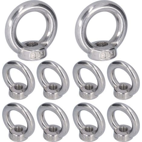 Lot de 10 écrous à œillet de levage en acier inoxydable, forme annulaire, pour machines forestières M5