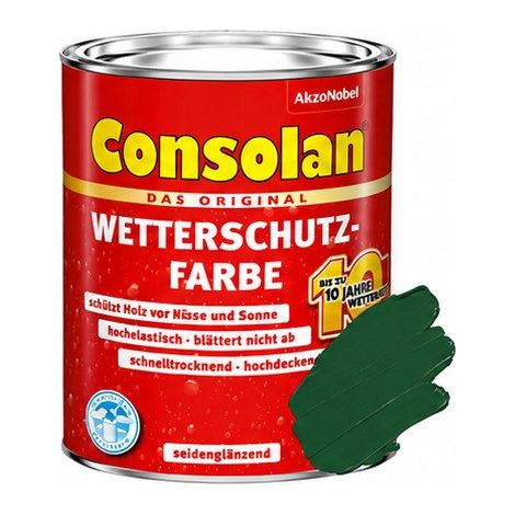 Consolan Wetterschutz-Farbe 0,75 L royalgrün Holzschutzfarbe