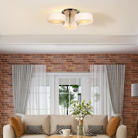 Lampe de plafond Éclairage Blanc à chute E27 avec abat-jour acrylique pour salon Chambre Salle à manger Cuisine