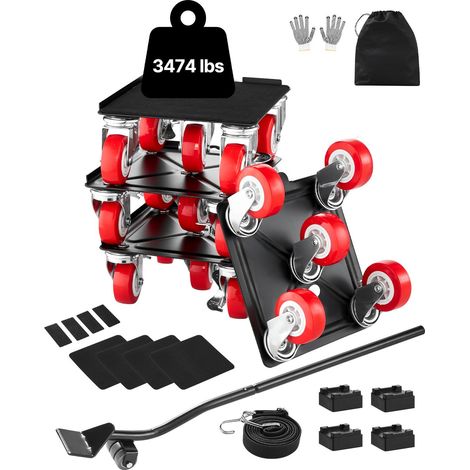 Diable de meuble, charge max 1575 kg, roues pivotantes 360°, acier carbone, outil de levage pour canapé, frigo, machine à laver. (1/5)
