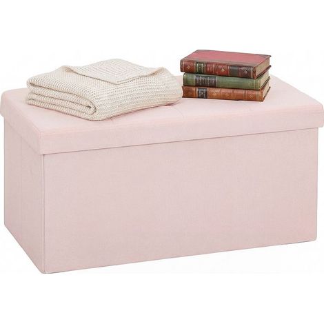 Ottoman of storage, bench of storage foldable 84 L 76 x 38 x 38 cm, coating in linen synthetic pink (1/5)