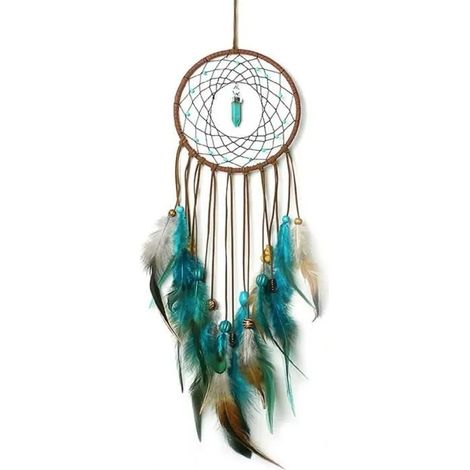 Attrape-rêves en plumes fait main, décoration murale bohème pour chambre d'enfant, baby shower, voiture, mariage (1/4)