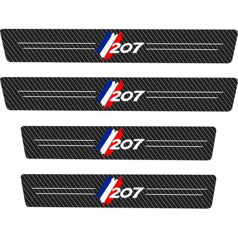 (4 pièces 207) 4 autocollants de protection anti-rayures pour seuil de porte de voiture Peugeot 207 2011-2021,style fibre de carbone (1/3)