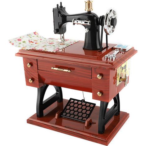 Machine à coudre boîte à musique style rétro décoration table collection cadeau anniversaire (1/4)